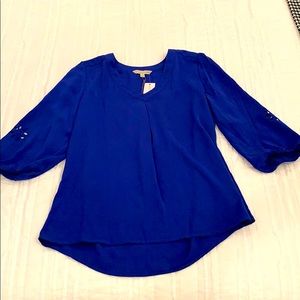 NWT Royal blue blouse with cut out sleeve details